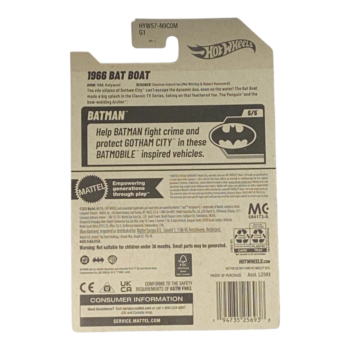 Hot Wheels 1966 Bat Boat - Batman Series 5/5