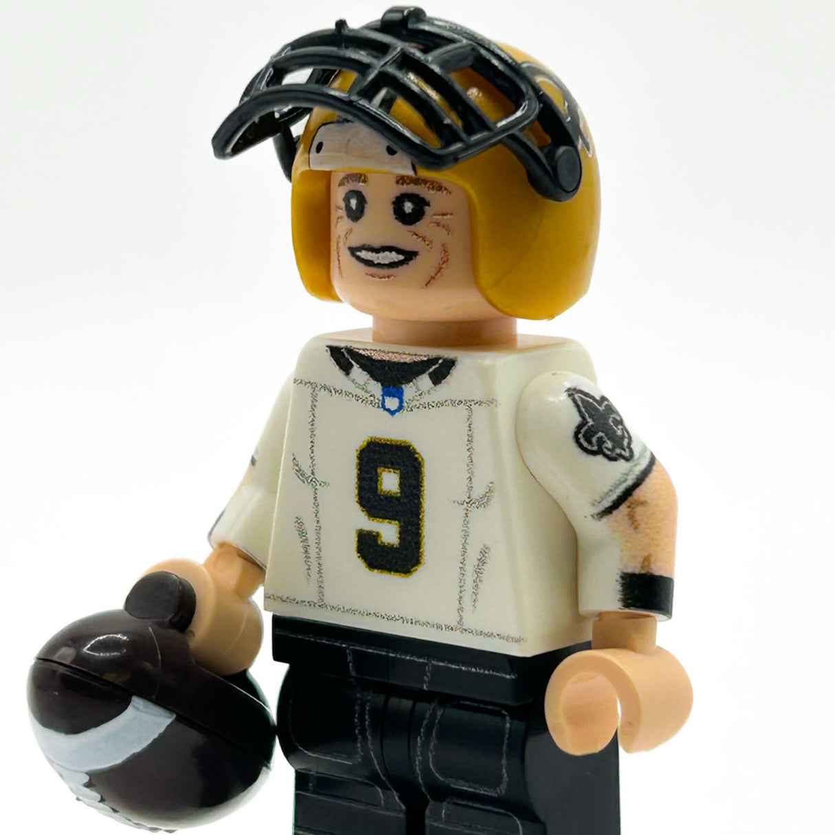 #9 QB New Orleans Football Player Minifig made using LEGO parts - B3 Customs