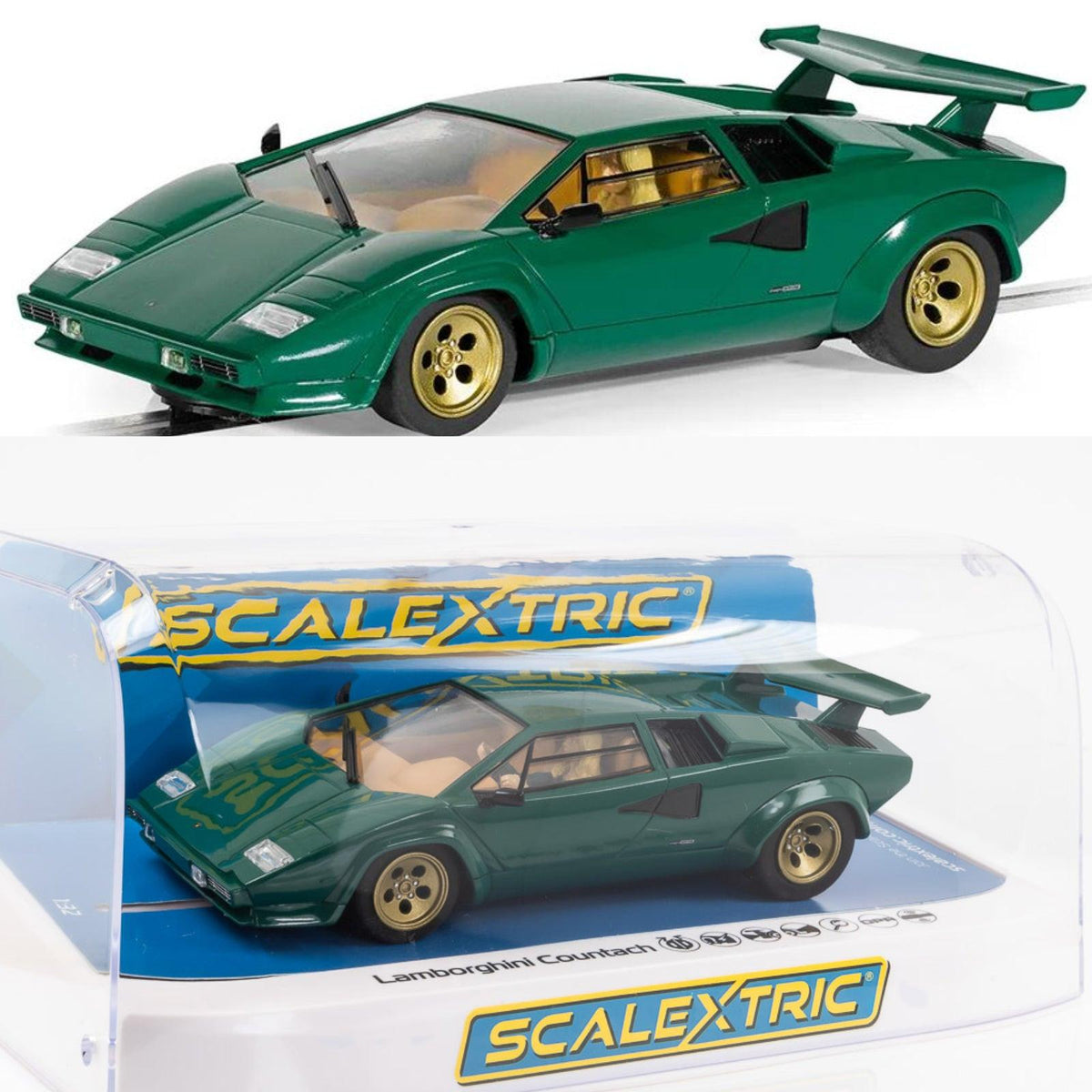 Scalextric C4500 Lamborghini Countach Verde Pino 1/32 Slot Car DPR