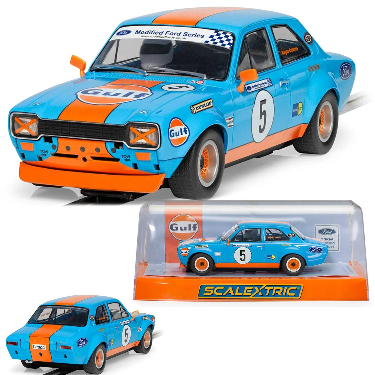 Scalextric C4530 Ford Escort MK1 Wayne Crabtree GULF 1/32 Slot Car DPR