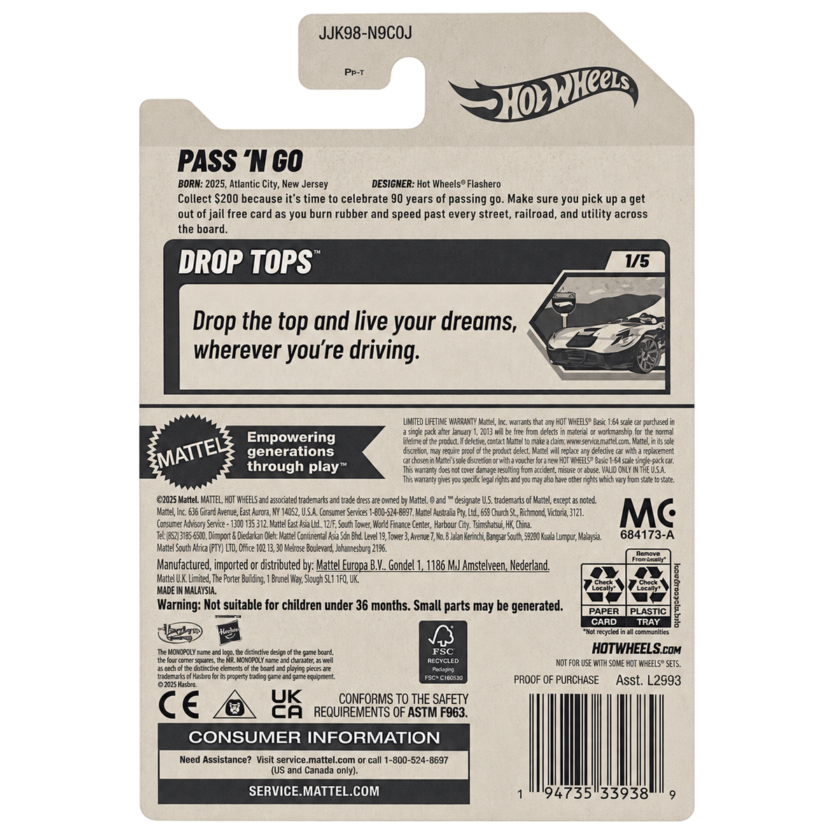 Hot Wheels Pass 'N Go | Drop Top Series 1/5