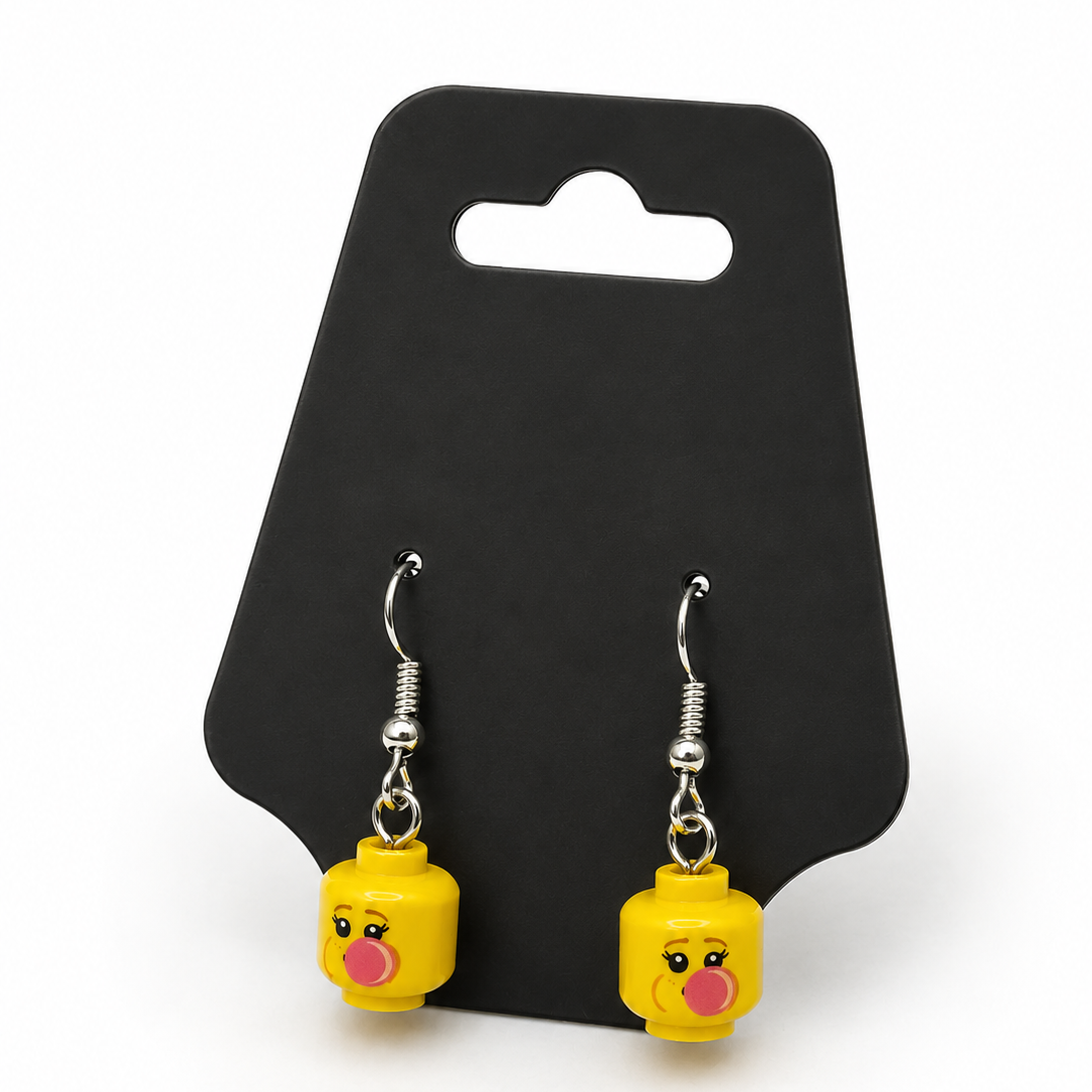 Girl Blowing Bubble Head Earrings