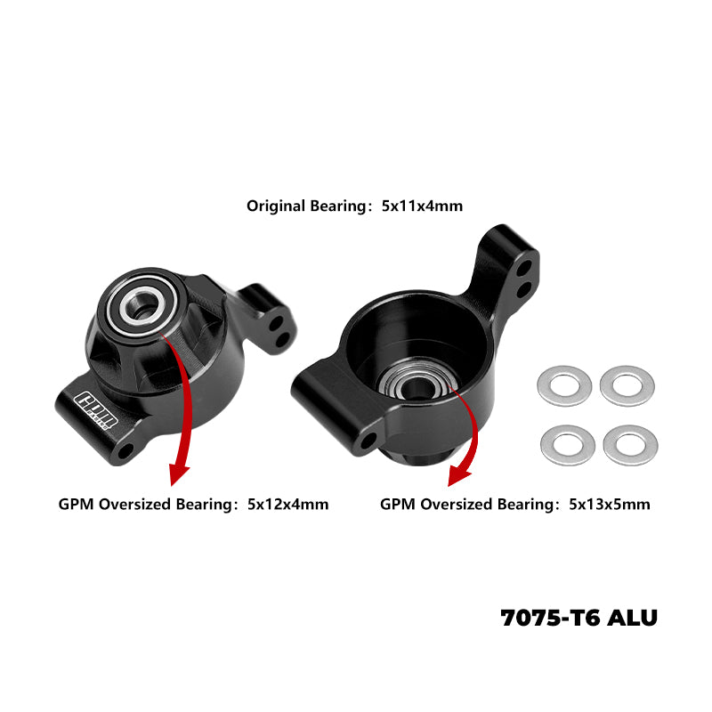 GPM RACING,TAMIYA-DT04 RC FIGHTER NXGEN 7075-T6 ALLOY REAR HUB STUB CARRIERS WITH OVERSIZE BEARING DT4022