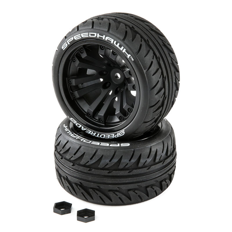 DURATRAX DTXC2900 SpeedTreads Speedhawk Tires Mounted (2): 1/10 Stadium/Monster Truck