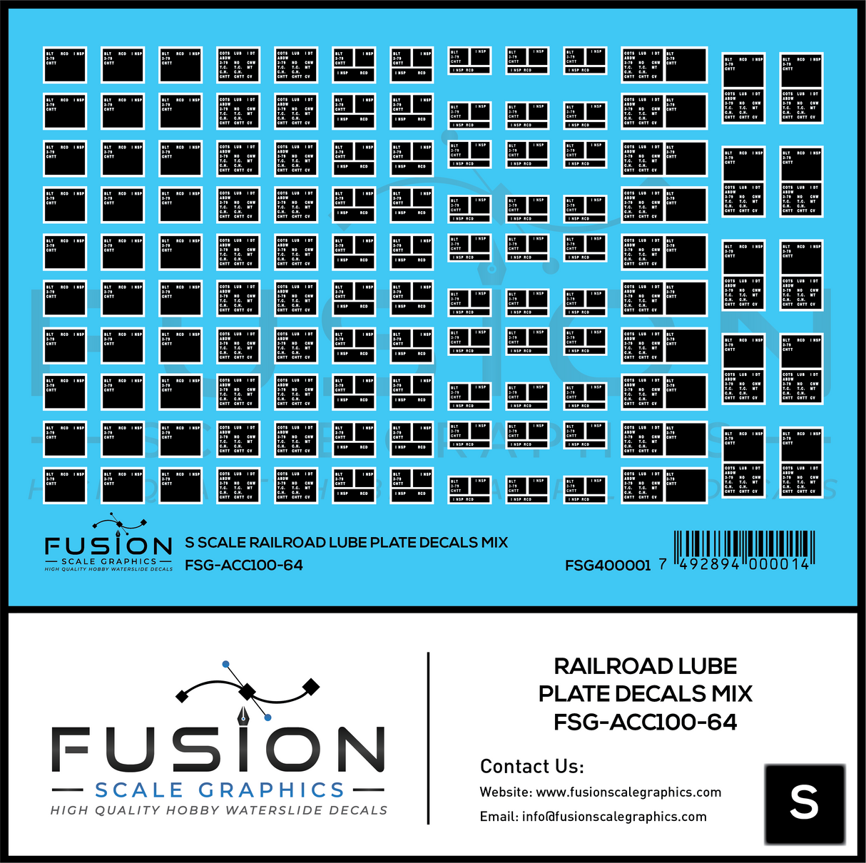 S Scale Railroad Lube Plate Decal Set Mix