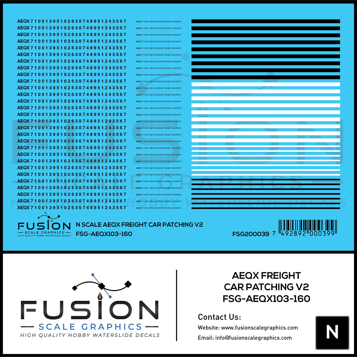 N Scale AEQX Black Freight Car Patching Decal Set V2 – Island Hobby Nut