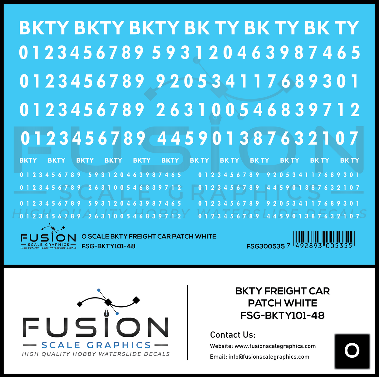 O Scale BKTY White Freight Car Patches Decal Set