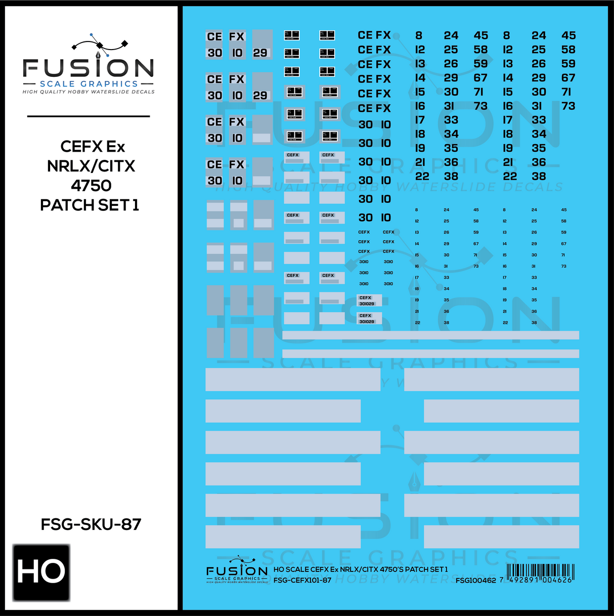 HO Scale CEFX Ex NRLX/CITX Foster Farms 4750 Hoppers Patching Decal Set