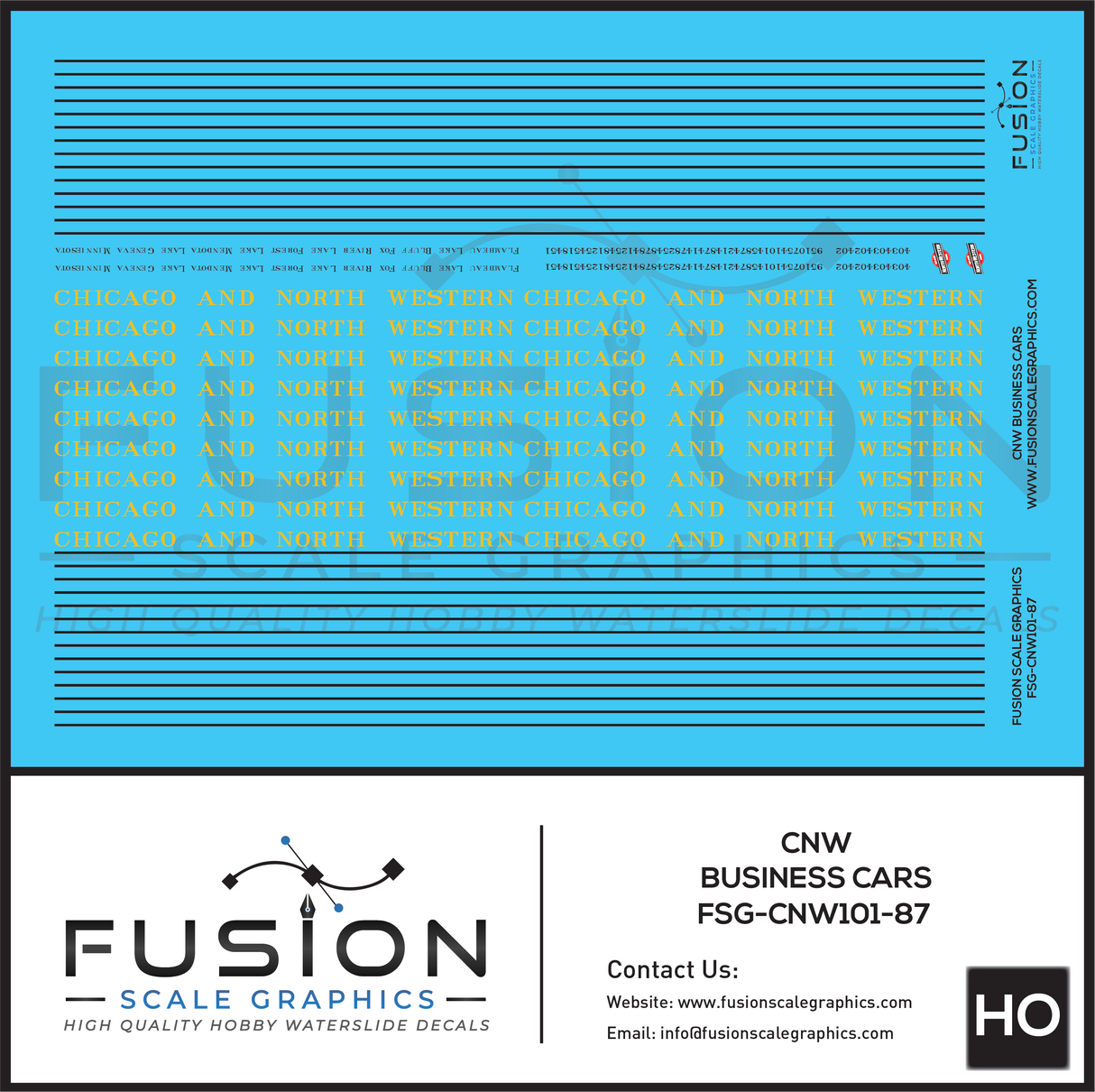 HO Scale CNW Chicago & North Western Railroad Business Cars Decal Set