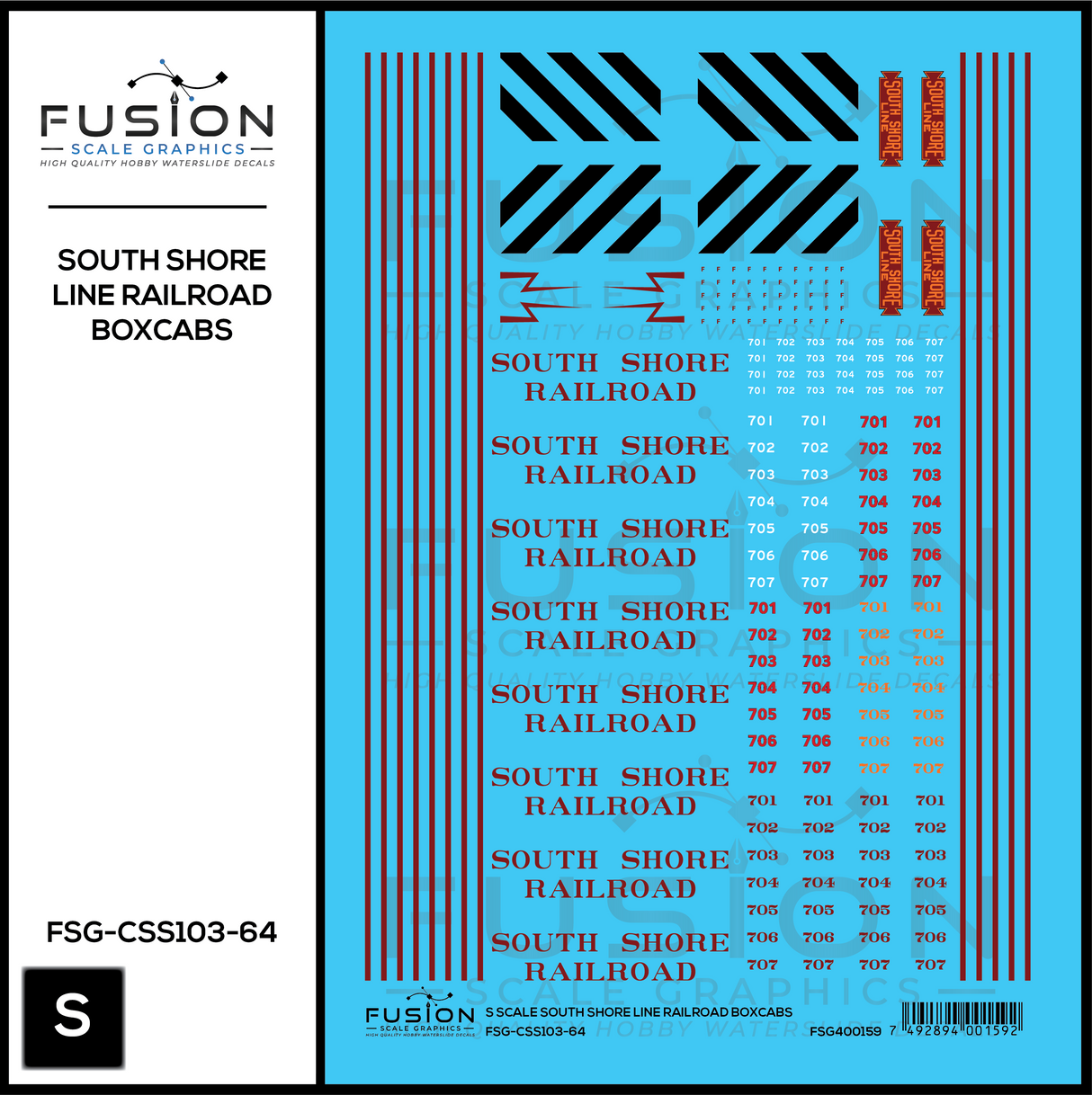 S Scale South Shore Railroad Boxcabs Decal Set