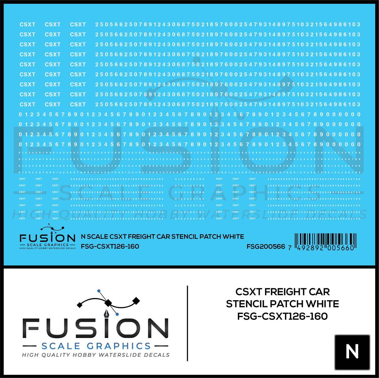N Scale CSXT White Stencil Freight Car Patch Decal Set
