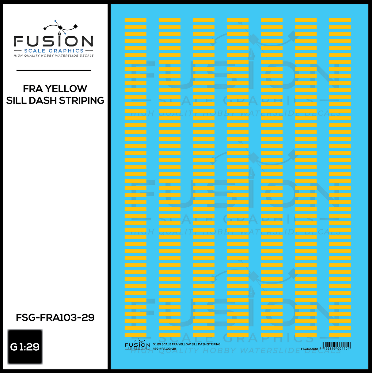 G 1:29 Scale FRA Yellow Sill Dash Decal Set