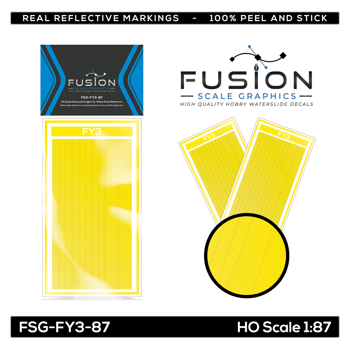 HO Scale Railroad Freight Car Bright Yellow Reflective Markings Set
