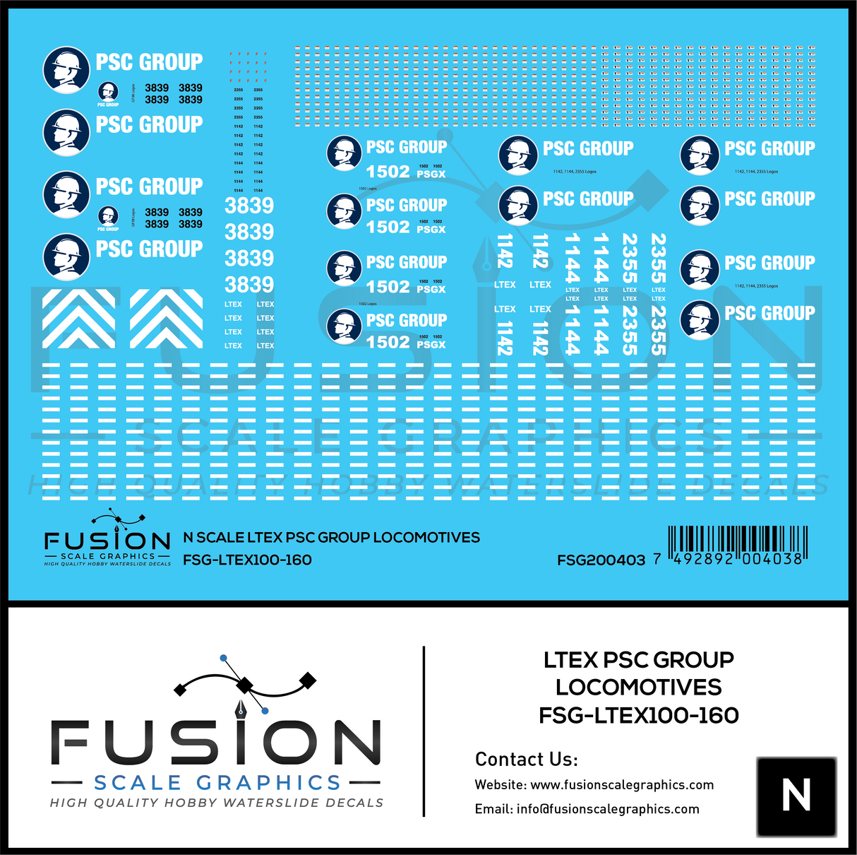 N Scale LTEX PSC Group Locomotives Decal Set