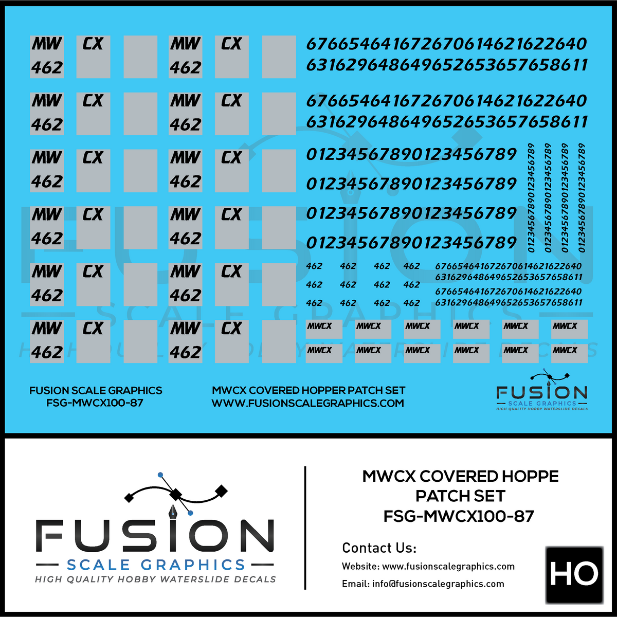 HO Scale MWCX Covered Hopper Patching Decal Set – Island Hobby Nut