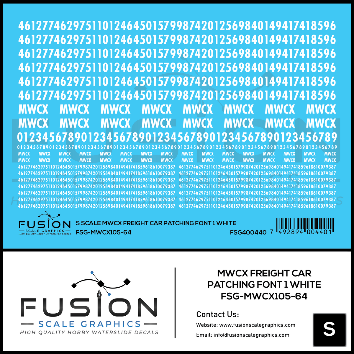 S Scale MWCX Freight Car Patching Decal Set Font 1 White – Island Hobby Nut