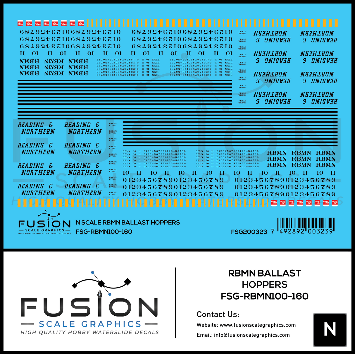 N Scale Reading & Northern Ballast Hopper Cars Decal Set