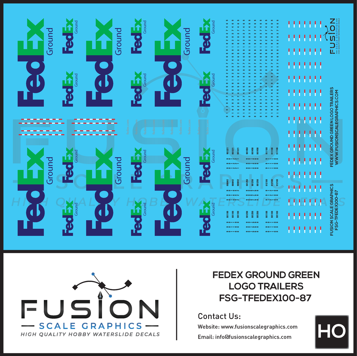 HO Scale FedEx Ground Green Trailer Decal Set
