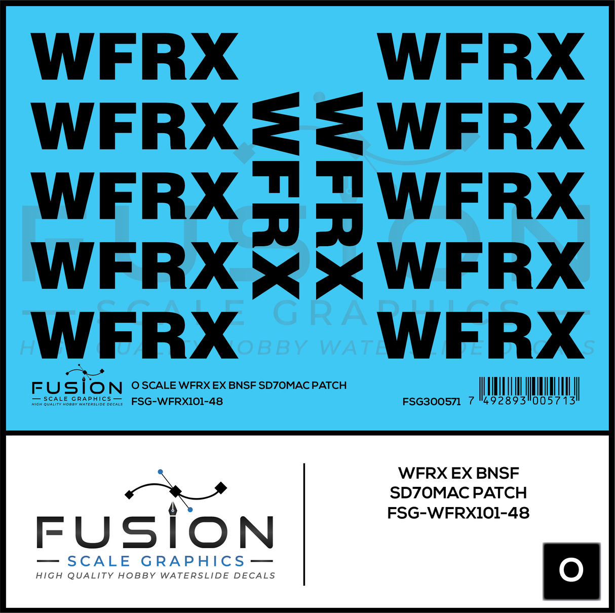 O Scale WFRX Ex BNSF SD70MAC Patch Decal Set