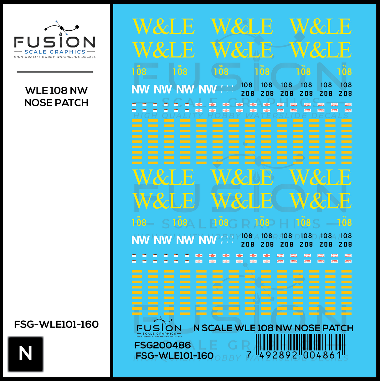 N Scale Wheeling And Lake Erie Railway EMD GP35 108 NW Nose Patch Decal Set