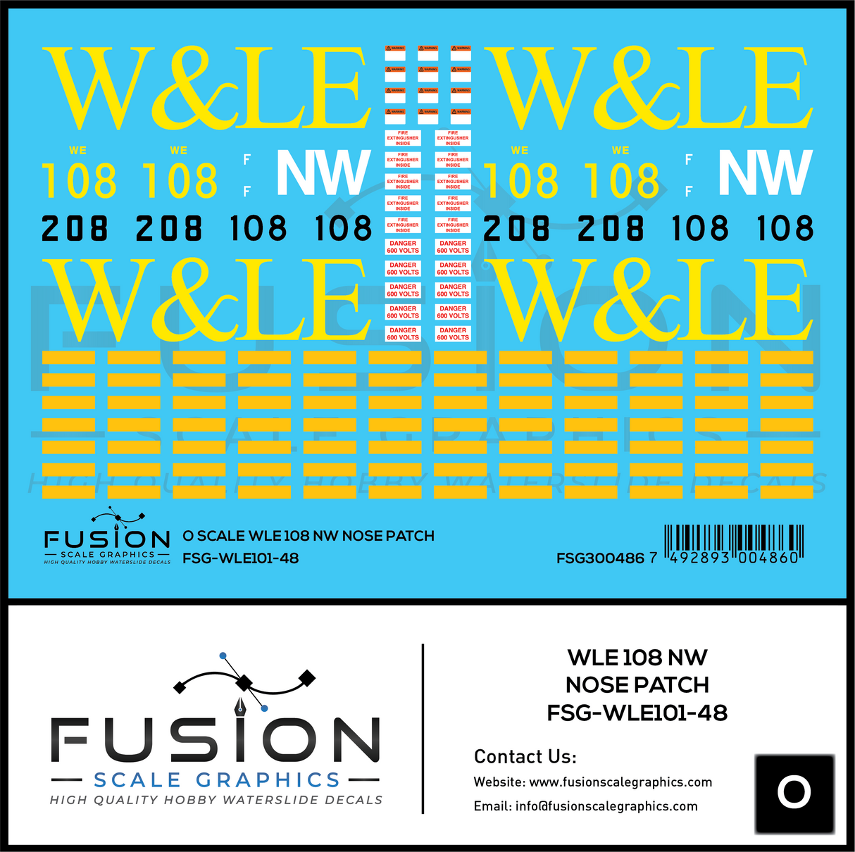 O Scale Wheeling And Lake Erie Railway EMD GP35 108 NW Nose Patch Decal Set