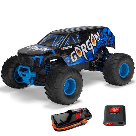 ARRMA ARA3230ST5 1/10 GORGON 2WD RTR Brushed Monster Truck (Battery & Charger Included), Blue