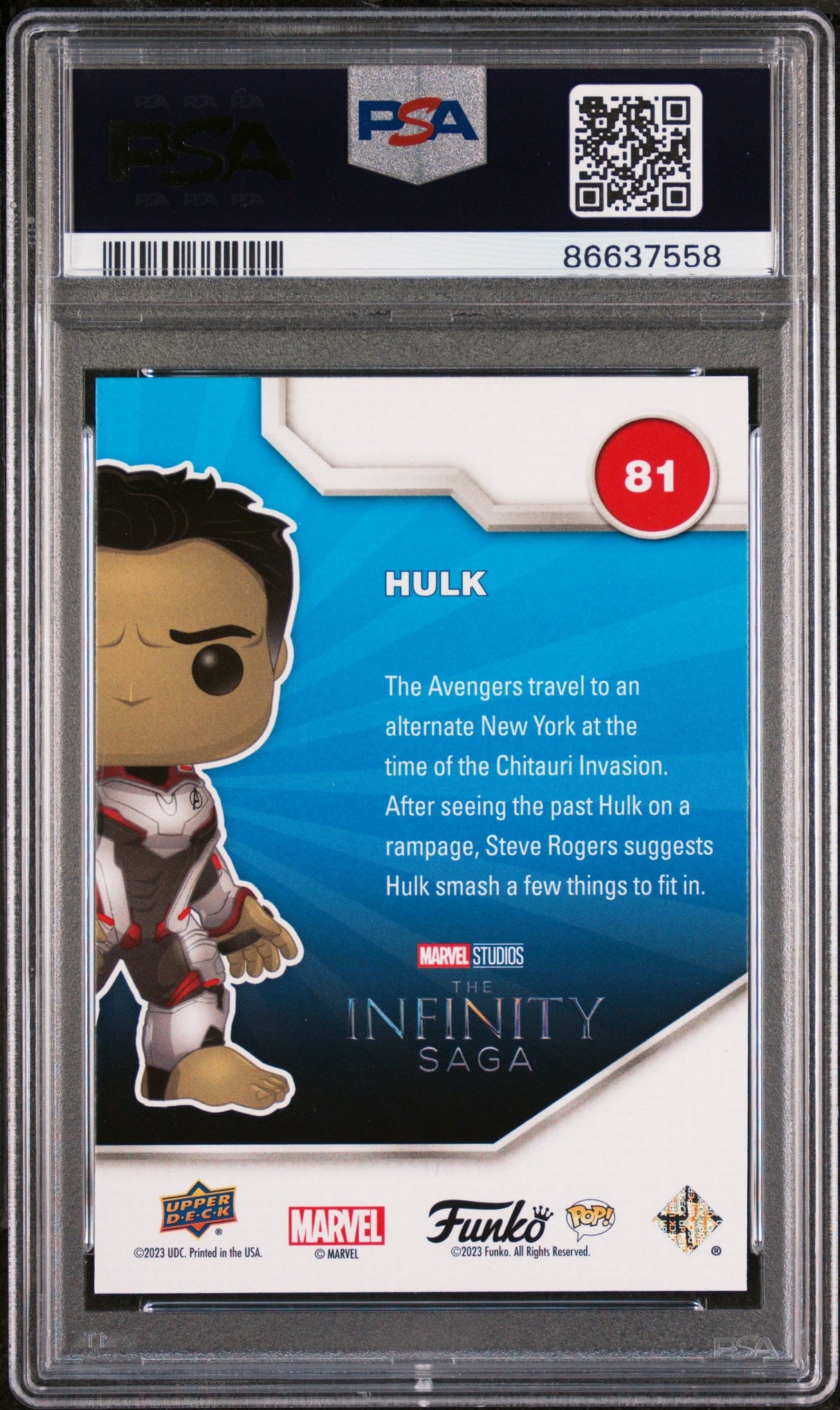 2023 UPPER DECK FUNKO POP MARVEL HULK PLATINUM #81 PSA 10