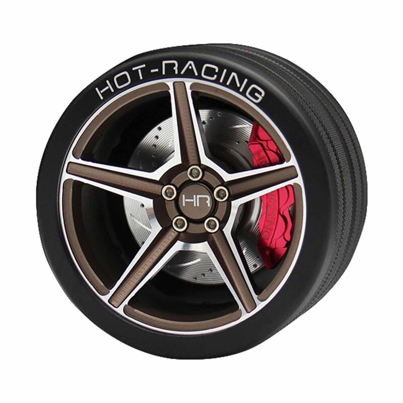 Hot Racing HRASW49FS24 Aluminum 5 spoke Steering Wheel, FlySky NB4 Transmitter, Bronze
