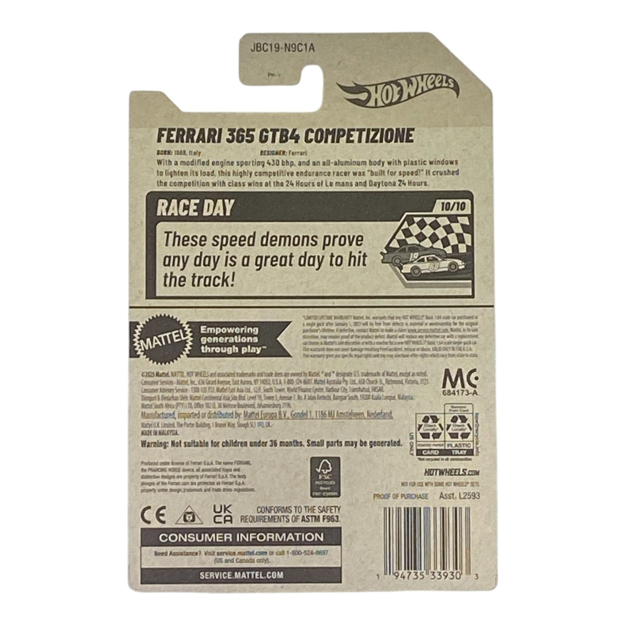 Hot Wheels Ferrari 365 GTB4 Competizione - Race Day Series 10/10