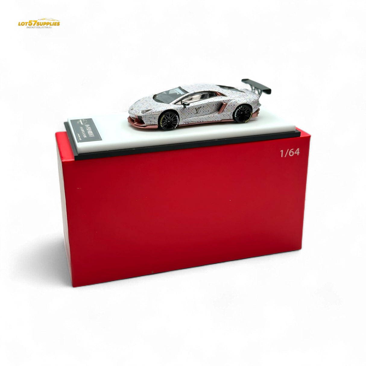King Model Lamborghini Aventador LP700-4 White LV Livery 1:64