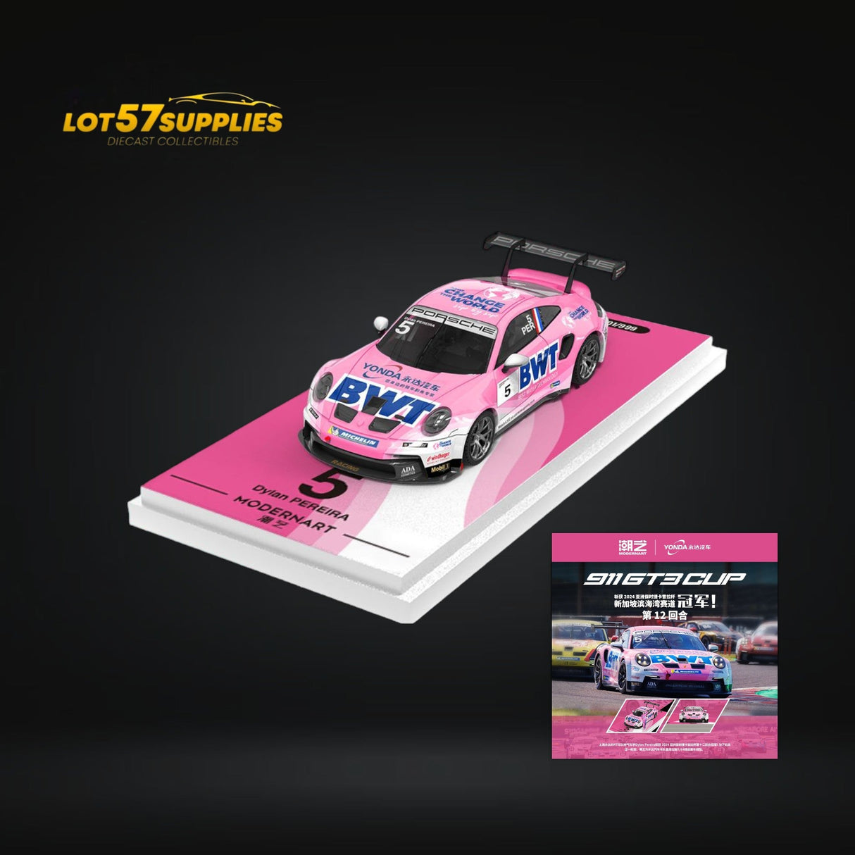 ModernArt Porsche 911 GT3 Cup BWT Pink Livery 1:64