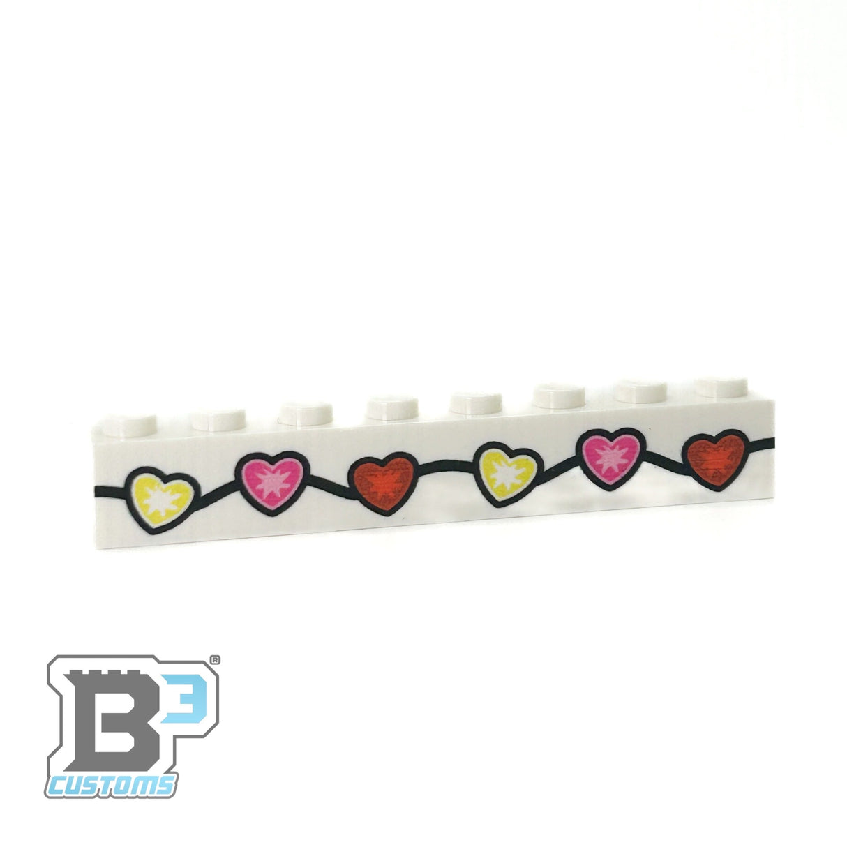 Valentine's Day Lights Custom Printed on 1x8 Brick - B3 Customs