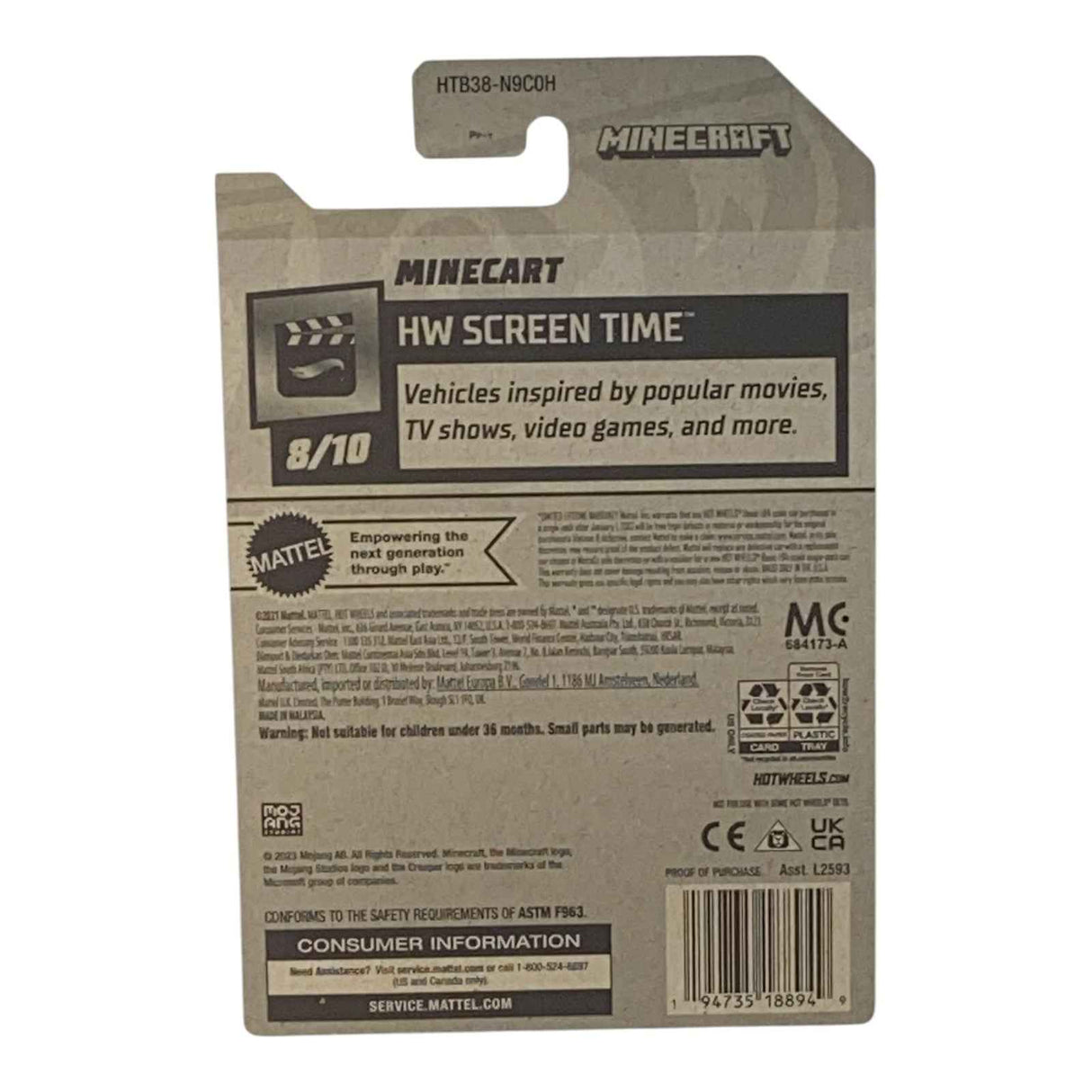 Hot Wheels Minecart 15 Year Anniversary - HW Screentime Series 8/10