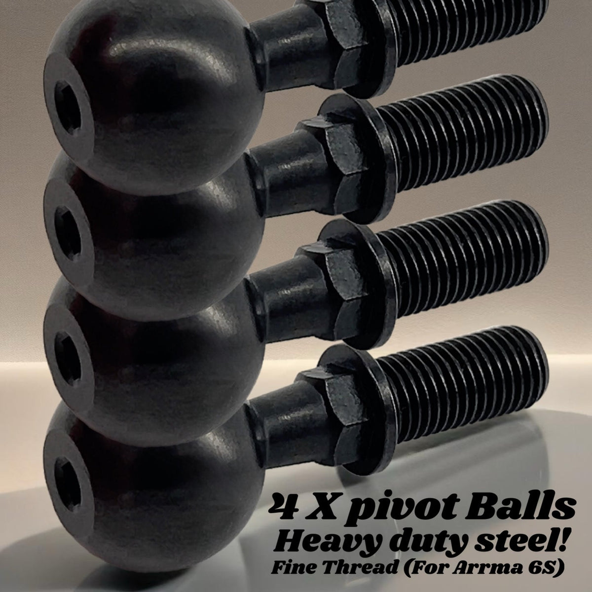 Perfect Pass Rc Pivot Ball Set For Arrma 6S Heavy Duty Steel Fine Threads Easy Adjustment