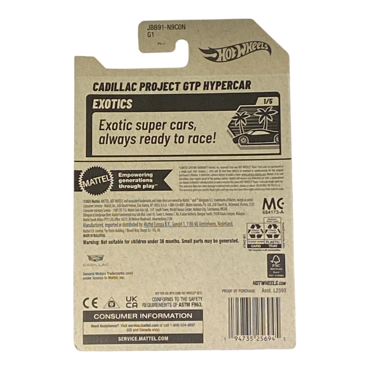 Hot Wheels Cadillac Project GTP Hypercar - Exotics Series 1/5