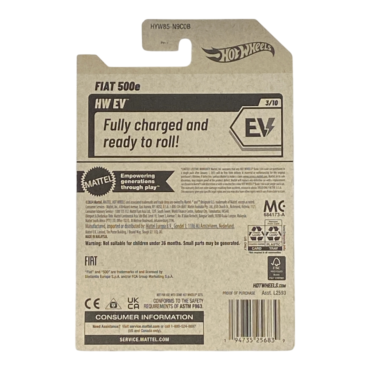 Hot Wheels Fiat 500e - HW EV Series 3/10