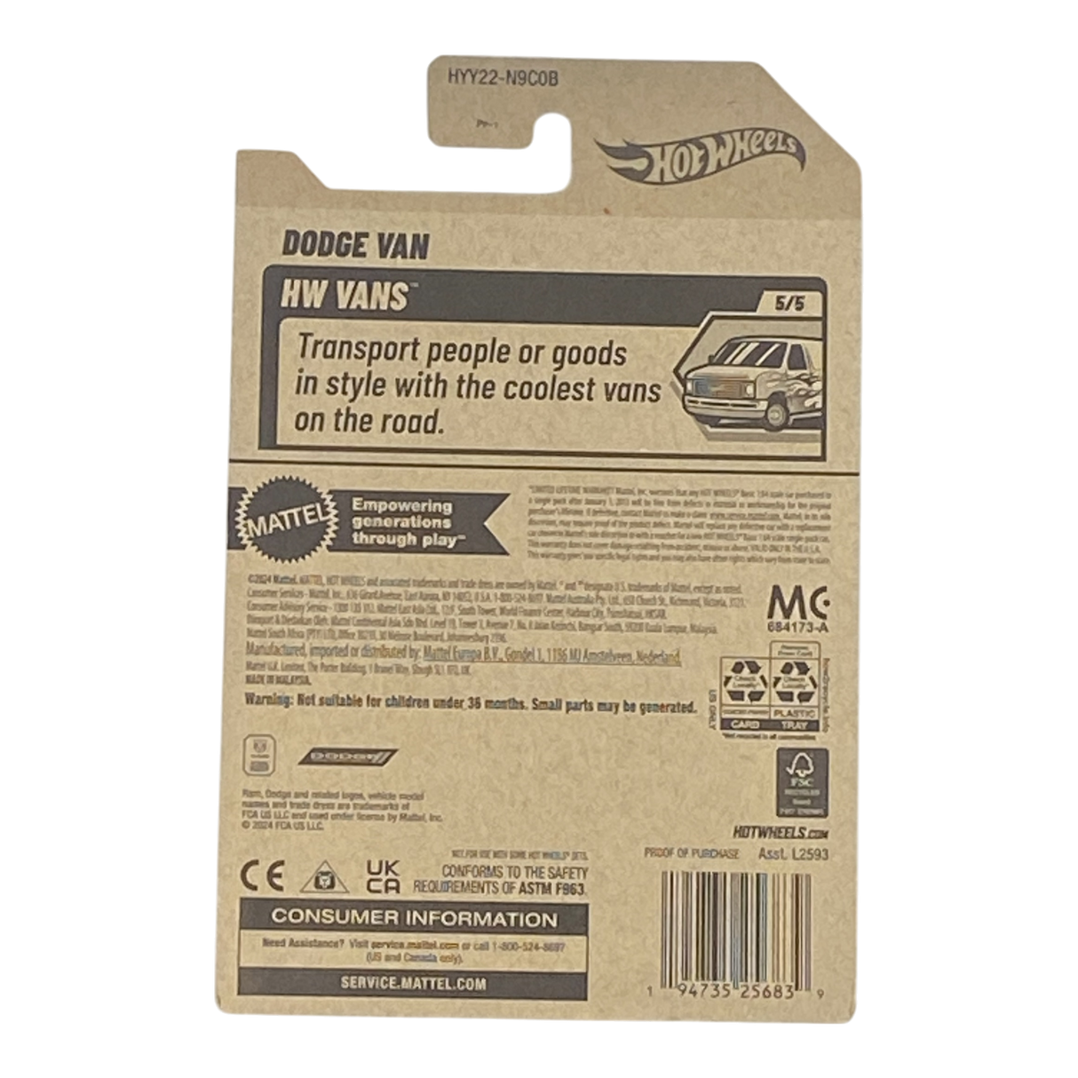 Hot Wheels Dodge Van - HW Vans Series 5/5