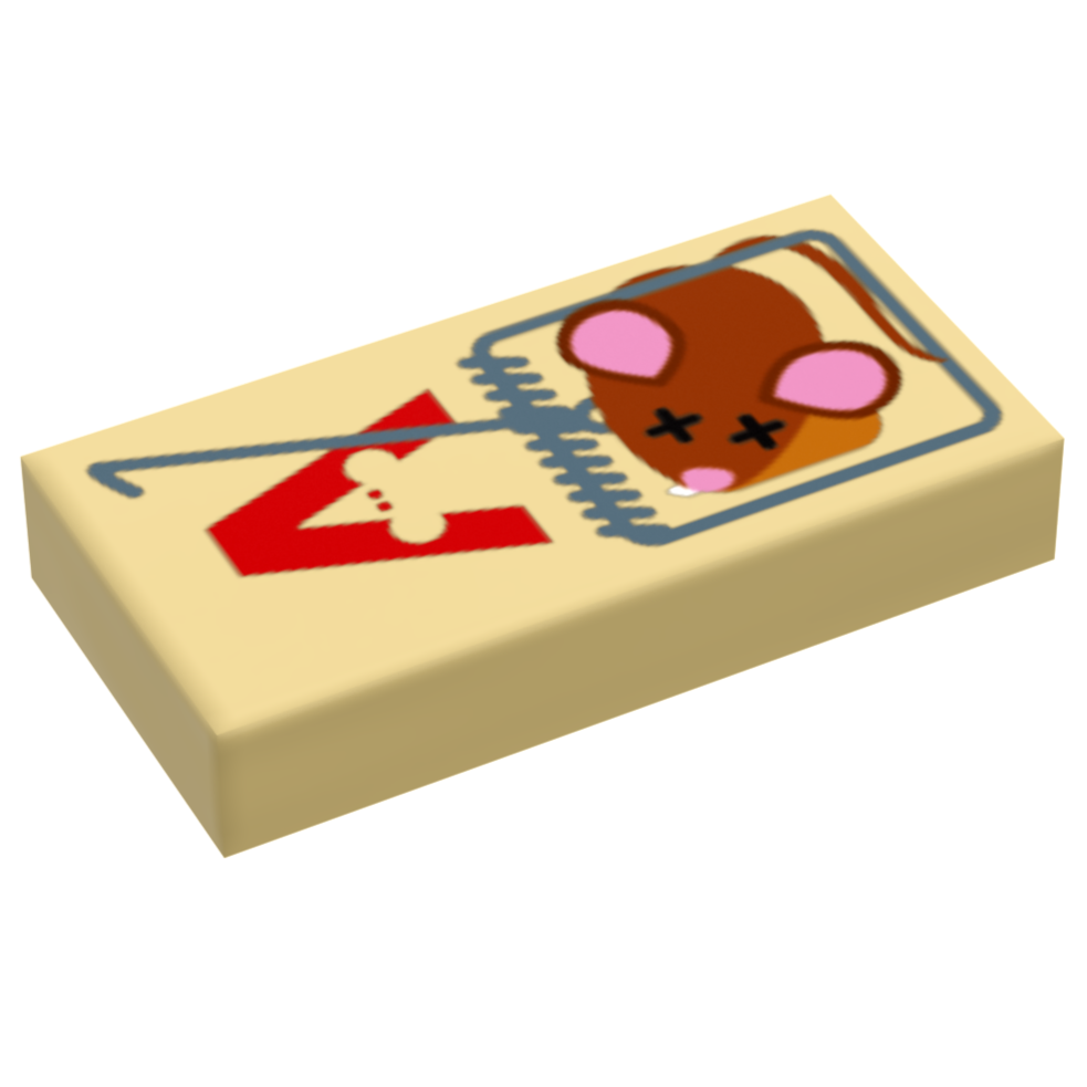 B3 Customs® Mouse Trap w/ Dead Mouse (1x2 Tile) made using LEGO part