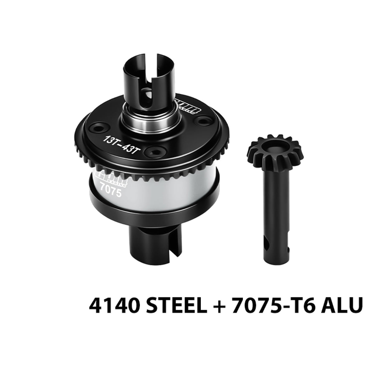 GPM RACING,TEAM LOSI-LMT 4WD SOLID AXLE MONSTER LMT 2.0 Grave TLR TUNED LMT SOLID AXLE MONSTER 4140 STEEL + 7075 ALLOY FRONT/REAR COMPLETE DIFFERENTIAL 13/43T/1.0 MOD LMT1343S