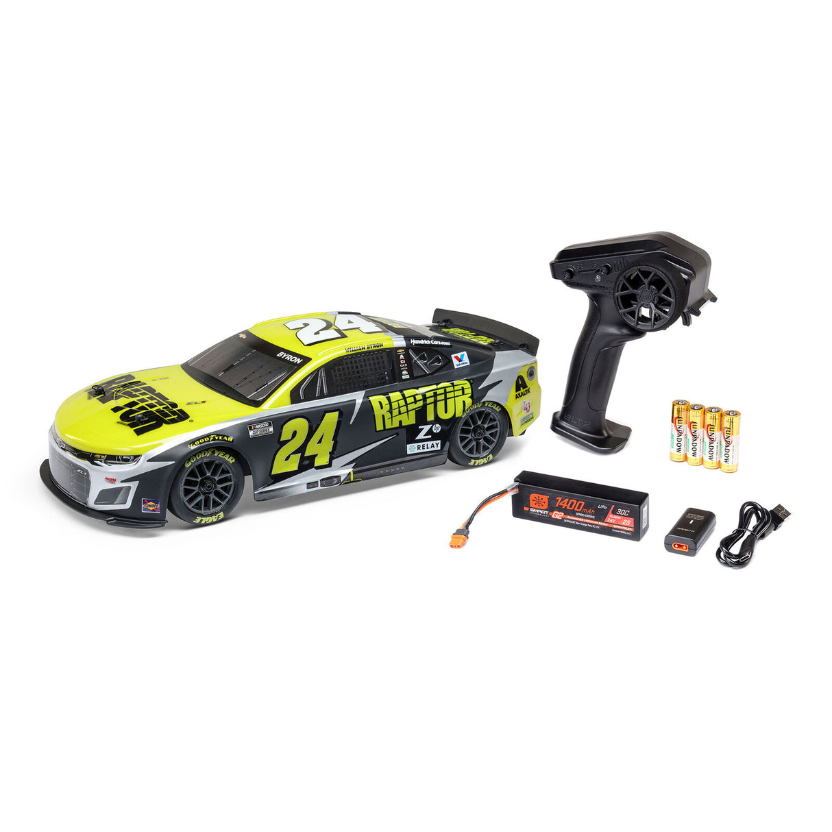 Losi LOS1122524 1/12 NASCAR RC Racecar William Byron No. 24 Raptor 2025 Chevrolet Camaro ZL1 2S AWD RTR Brushed On-Road