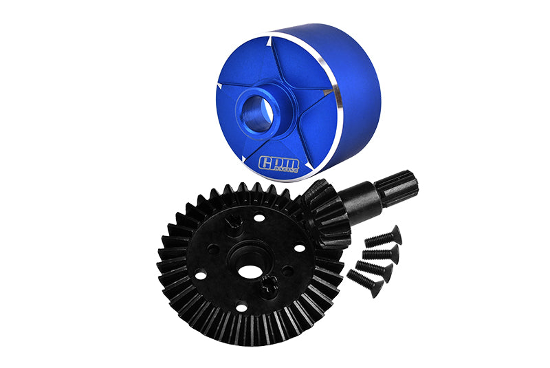 GPM RACING,ARRMA-GRANITE VORTEKS BIG ROCK SENTON VENDETTA INFRACTION 4X4 MEGA INFRACTION 223S DSC 4X4 RTR Brushless All-Road Street Bash CARBON STEEL RING GEAR 37T & PINION GEAR 13T WITH ALUMINUM DIFF CASE MAG1200S