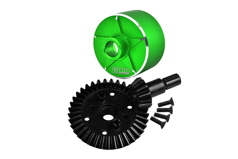 GPM RACING,ARRMA-GRANITE VORTEKS BIG ROCK SENTON VENDETTA INFRACTION CARBON STEEL RING GEAR 37T & PINION GEAR 13T WITH ALUMINUM DIFF CASE MAG1200S