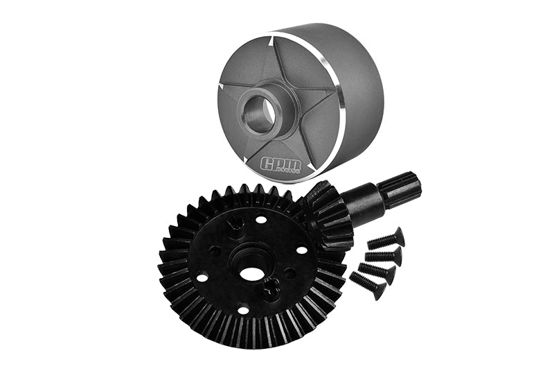 GPM RACING,ARRMA-GRANITE VORTEKS BIG ROCK SENTON VENDETTA INFRACTION CARBON STEEL RING GEAR 37T & PINION GEAR 13T WITH ALUMINUM DIFF CASE MAG1200S