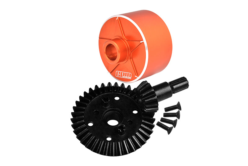 GPM RACING,ARRMA-GRANITE VORTEKS BIG ROCK SENTON VENDETTA INFRACTION CARBON STEEL RING GEAR 37T & PINION GEAR 13T WITH ALUMINUM DIFF CASE MAG1200S