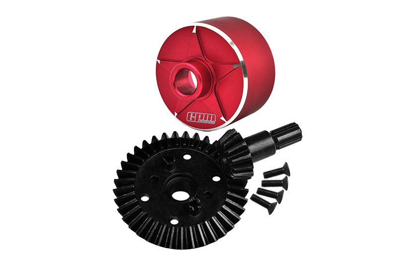 GPM RACING,ARRMA-GRANITE VORTEKS BIG ROCK SENTON VENDETTA INFRACTION CARBON STEEL RING GEAR 37T & PINION GEAR 13T WITH ALUMINUM DIFF CASE MAG1200S