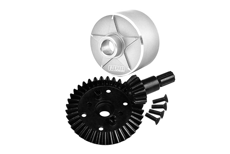 GPM RACING,ARRMA-GRANITE VORTEKS BIG ROCK SENTON VENDETTA INFRACTION CARBON STEEL RING GEAR 37T & PINION GEAR 13T WITH ALUMINUM DIFF CASE MAG1200S