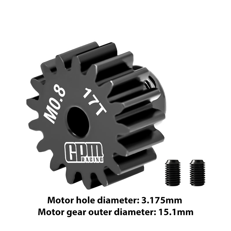 GPM RACING,SCALE ACCESSORIES 40Cr STEEL MOTOR GEAR 17T (32 PITCH,MODULE: 0.8MM,MOTOR TOOTH DIAMETER: 3.175MM) MG317T/0.8M