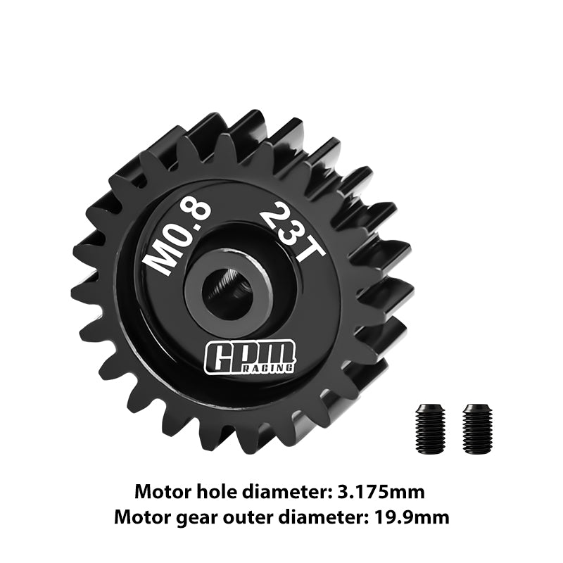 GPM RACING,SCALE ACCESSORIES 40Cr STEEL MOTOR GEAR 23T (32 PITCH,MODULE: 0.8MM,MOTOR TOOTH DIAMETER: 3.175MM) MG323T/0.8M