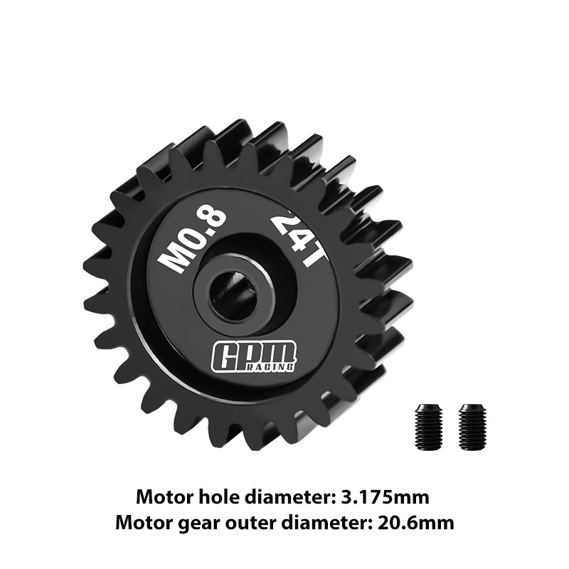GPM RACING,SCALE ACCESSORIES 40Cr STEEL MOTOR GEAR 24T (32 PITCH,MODULE: 0.8MM,MOTOR TOOTH DIAMETER: 3.175MM) MG324T/0.8M