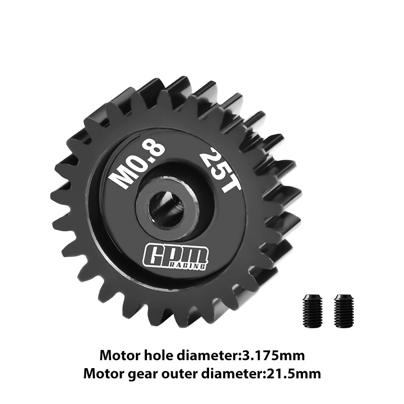 GPM RACING,SCALE ACCESSORIES 40Cr STEEL MOTOR GEAR 25T (32 PITCH,MODULE: 0.8MM,MOTOR TOOTH DIAMETER: 3.175MM) MG325T/0.8M